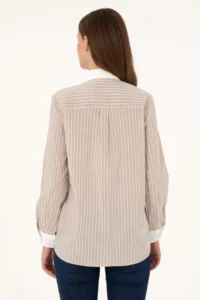 US Polo Assn. Women Sand Striped Long Sleeve Tunic Shirt - Image 5