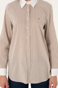 US Polo Assn. Women Sand Striped Long Sleeve Tunic Shirt - Image 6