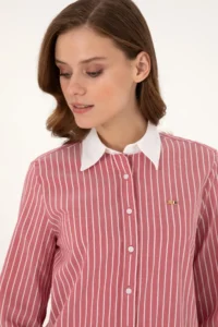 US Polo Assn. Women Cherry Striped Long Sleeve Tunic Shirt - Image 2