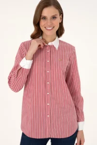 US Polo Assn. Women Cherry Striped Long Sleeve Tunic Shirt - Image 3