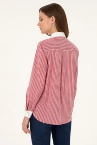 US Polo Assn. Women Cherry Striped Long Sleeve Tunic Shirt - Image 5