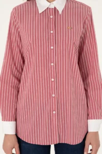 US Polo Assn. Women Cherry Striped Long Sleeve Tunic Shirt - Image 6