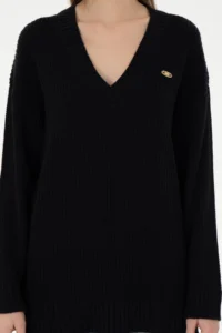 US Polo Assn. Women Navy Blue V-Neck Sweater - Image 6