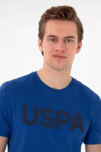 US Polo Assn. Men Regular Fit Crew Neck Saks Blue Basic T-Shirt - Image 2