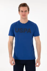 US Polo Assn. Men Regular Fit Crew Neck Saks Blue Basic T-Shirt - Image 3