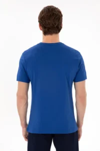 US Polo Assn. Men Regular Fit Crew Neck Saks Blue Basic T-Shirt - Image 5