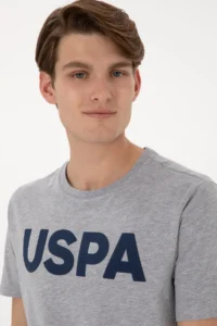 US Polo Assn. Men Regular Fit Crew Neck Gray Melange Basic T-Shirt - Image 2