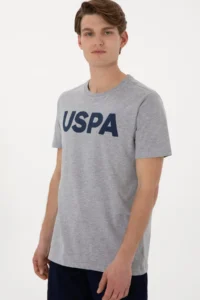 US Polo Assn. Men Regular Fit Crew Neck Gray Melange Basic T-Shirt - Image 3