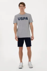 US Polo Assn. Men Regular Fit Crew Neck Gray Melange Basic T-Shirt - Image 4