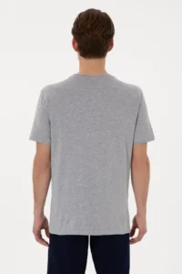 US Polo Assn. Men Regular Fit Crew Neck Gray Melange Basic T-Shirt - Image 5