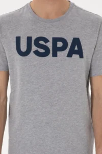 US Polo Assn. Men Regular Fit Crew Neck Gray Melange Basic T-Shirt - Image 6