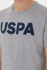 US Polo Assn. Men Regular Fit Crew Neck Gray Melange Basic T-Shirt - Image 7
