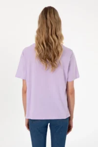US Polo Assn. Women Lilac Patterned Crew Neck T-Shirt - Image 5