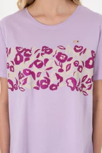 US Polo Assn. Women Lilac Patterned Crew Neck T-Shirt - Image 6