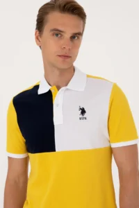 US Polo Shirt Assn. Men Regular Fit Polo Shirt Shirt Collar Dark Yellow T-Shirt - Image 2