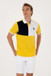 US Polo Shirt Assn. Men Regular Fit Polo Shirt Shirt Collar Dark Yellow T-Shirt - Image 3