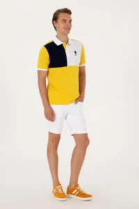 US Polo Shirt Assn. Men Regular Fit Polo Shirt Shirt Collar Dark Yellow T-Shirt - Image 4