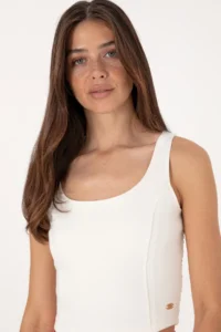 US Polo Assn. Women Cream Sleeveless Crew Neck T-Shirt - Image 2