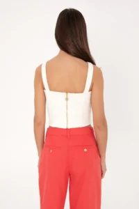 US Polo Assn. Women Cream Sleeveless Crew Neck T-Shirt - Image 5