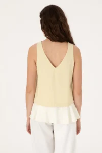 US Polo Assn. Women Light Khaki Sleeveless V-neck T-Shirt - Image 5