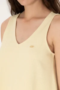 US Polo Assn. Women Light Khaki Sleeveless V-neck T-Shirt - Image 7