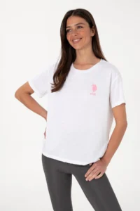 US Polo Assn. Women WHITE Crew Neck T-Shirt