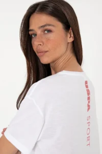 US Polo Assn. Women WHITE Crew Neck T-Shirt - Image 2