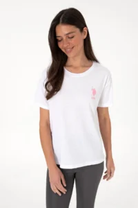 US Polo Assn. Women WHITE Crew Neck T-Shirt - Image 4