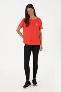 US Polo Assn. Women Red Crew Neck T-Shirt - Image 4