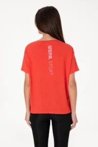 US Polo Assn. Women Red Crew Neck T-Shirt - Image 5
