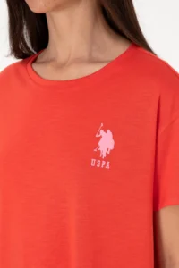 US Polo Assn. Women Red Crew Neck T-Shirt - Image 7