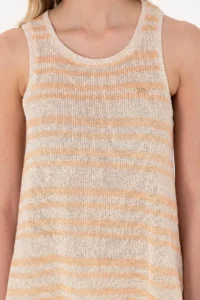 US Polo Assn. Women Orange Striped Sleeveless Crew Neck T-Shirt - Image 6