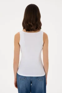 US Polo Assn. Women WHITE Sleeveless Crew Neck Basic T-Shirt - Image 5