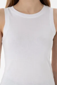 US Polo Assn. Women WHITE Sleeveless Crew Neck Basic T-Shirt - Image 7