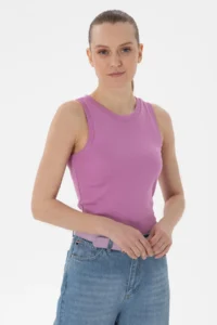 US Polo Assn. Women Pink Sleeveless Crew Neck Basic T-Shirt