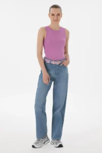 US Polo Assn. Women Pink Sleeveless Crew Neck Basic T-Shirt - Image 4