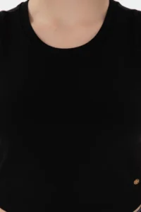 US Polo Assn. Women Black Sleeveless Crew Neck Crop Basic T-Shirt - Image 6
