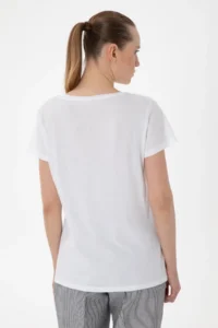 US Polo Assn. Women WHITE Crew Neck T-Shirt - Image 5