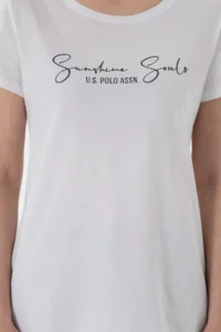 US Polo Assn. Women WHITE Crew Neck T-Shirt - Image 6