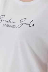 US Polo Assn. Women WHITE Crew Neck T-Shirt - Image 7