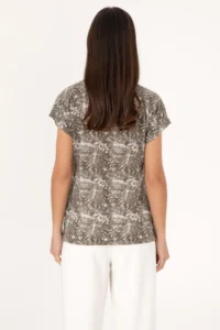 US Polo Assn. Women Mink Patterned Crew Neck T-Shirt - Image 5
