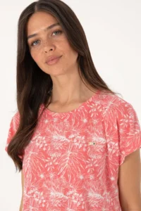 US Polo Assn. Women Pink Patterned Crew Neck T-Shirt - Image 2