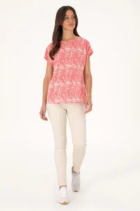 US Polo Assn. Women Pink Patterned Crew Neck T-Shirt - Image 4