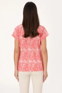 US Polo Assn. Women Pink Patterned Crew Neck T-Shirt - Image 5