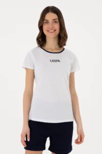 US Polo Assn. Women WHITE Crew Neck T-Shirt