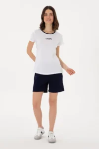 US Polo Assn. Women WHITE Crew Neck T-Shirt - Image 4