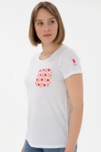 US Polo Assn. Women WHITE Crew Neck T-Shirt - Image 3