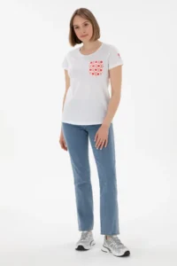 US Polo Assn. Women WHITE Crew Neck T-Shirt - Image 4