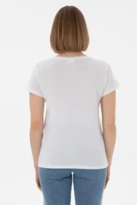 US Polo Assn. Women WHITE Crew Neck T-Shirt - Image 5