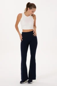 US Polo Assn. Women Navy Blue High Waist flared leg Leggings - Image 2